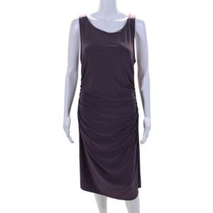 KAMALIKULTURE Women's Scoop Neck Sleeveless Rouge Midi Dress Purple Size L